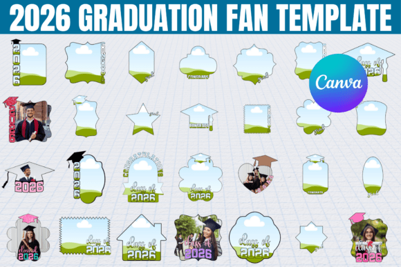 Download 2026 Graduation Fan Canva Template - Graduation fan Collection