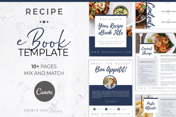 Download Recipe EBook Template for Canva | Navy - Ebook Collection