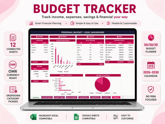 Download Pink Budget Tracker Excel Template - Premium Resources