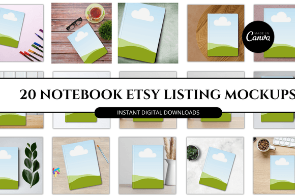 Download Notebook Etsy Canva Mockup - Ebook Collection