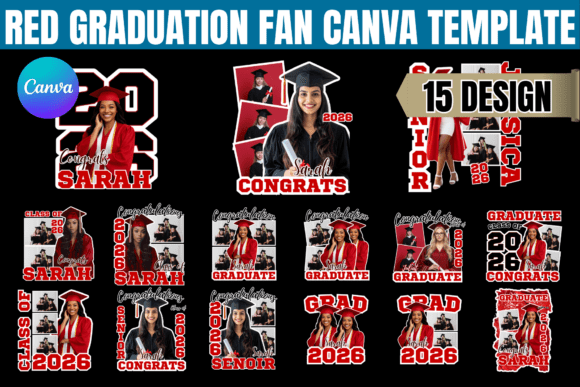 Download Red Graduation Fan Canva Template - Graduation fan Collection