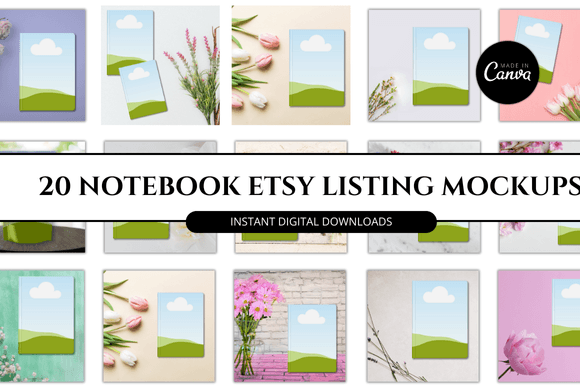 Download Notebook Etsy Canva Mockup - Ebook Collection